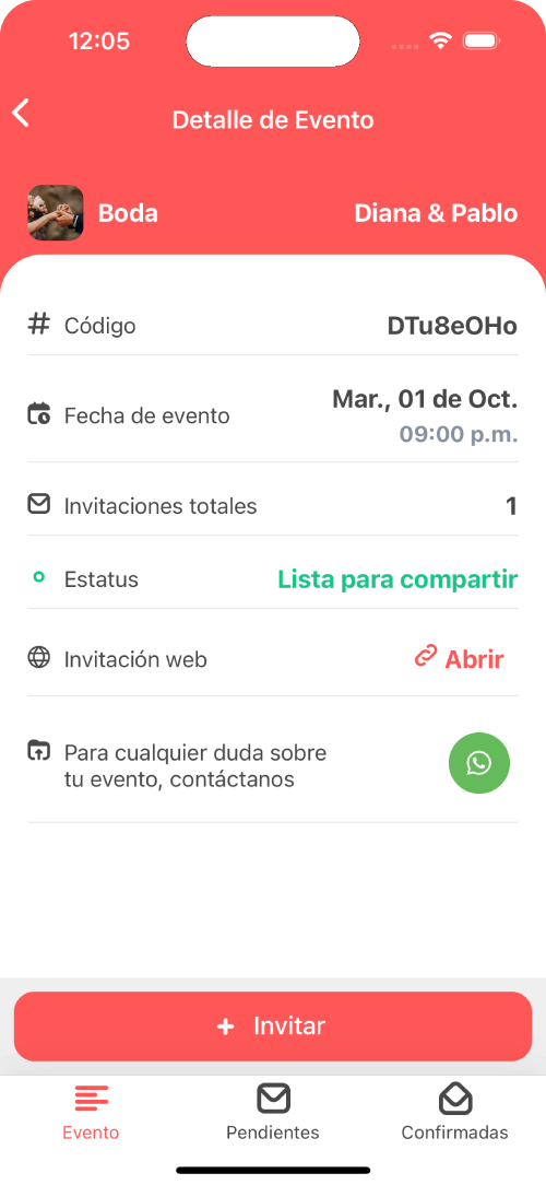 App móvil - Invitaciones digitales